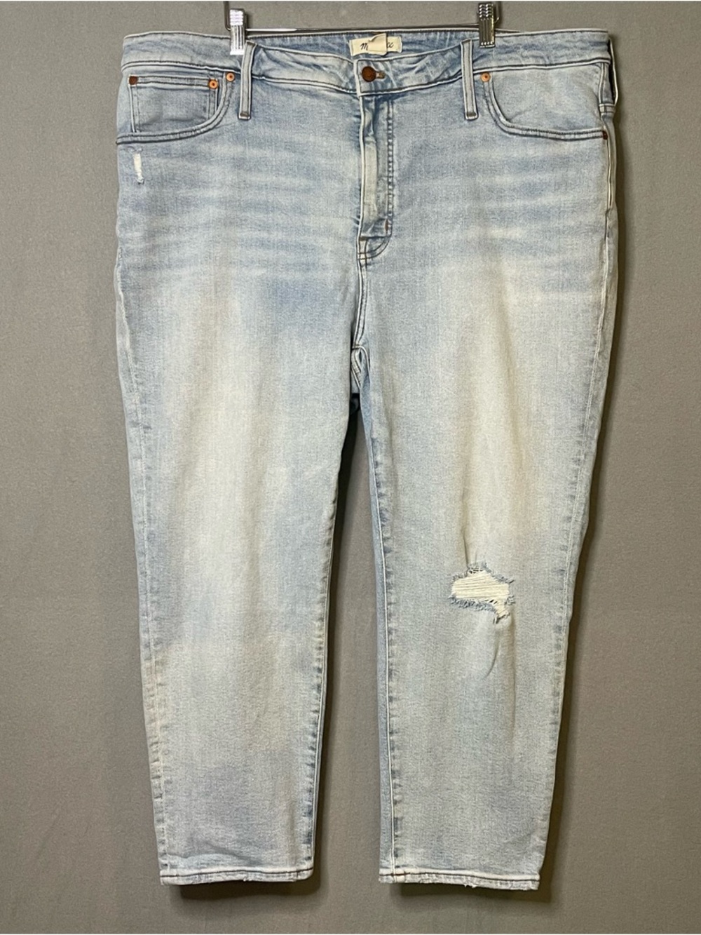 Madewell Mid Rise Classic Straight Crop Jeans Size 36 Light Wash Stretch Denim